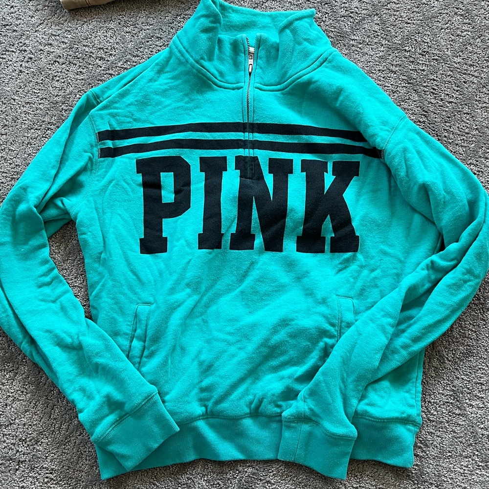 PINK Quarter Zip Turquoise Size S